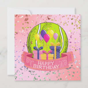 Tennis Birthday Roze thema voor meisje Kaart