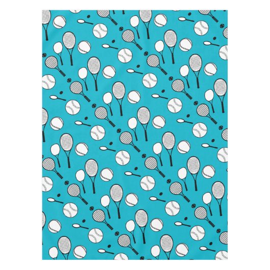 Tennis blauw zwart wit tafelkleed (Voorkant)