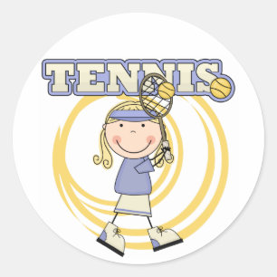 TENNIS - Blond Meisje Tshirts en Geschenken Ronde Sticker