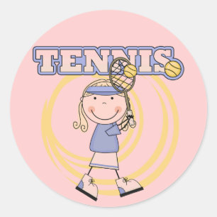 TENNIS - Blond Meisje Tshirts en Geschenken Ronde Sticker