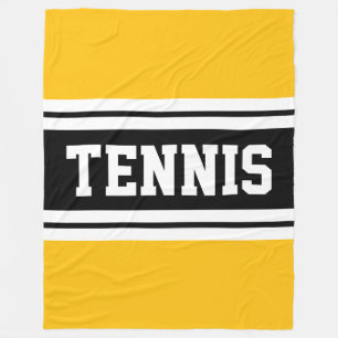 TENNIS Bold Fun Helder Geel Zwart Racing Stripes Fleece Deken