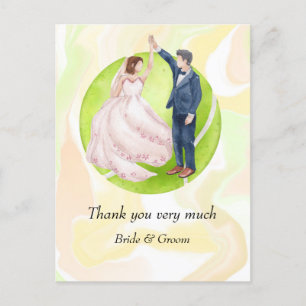 Tennis Bride en Groom over Tennis Ball voor bruilo Briefkaart