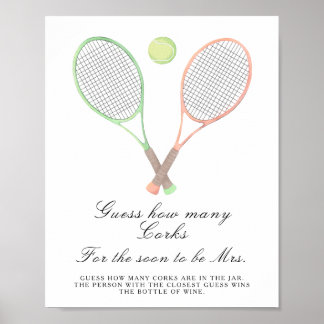 Tennis Bruidsfeest - Raad hoeveel kurken Poster