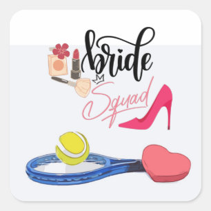 Tennis Bruidsploeg Feest Bachelorette Vierkante Sticker