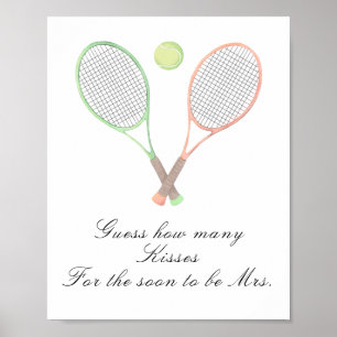 Tennis bruiloftsfeest - Hoeveel kussen spel Poster