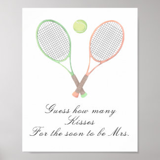 Tennis bruiloftsfeest - Hoeveel kussen spel Poster