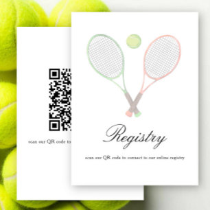 Tennis Bruiloftsfeest QR-code voor huwelijksgesche Informatiekaartje