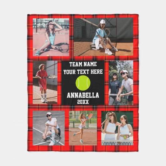 Tennis Buffel Fotocollage Fleece Deken (Voorkant)