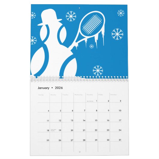 Tennis Calendrier cadeau avec des illustrations co (Jan 2026)