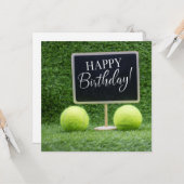 Tennis Carte d'anniversaire avec Ball for Player (Devant/Arrière en situation)