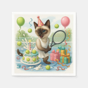 Tennis Cat Paw-some verjaardagsfeestje Servet