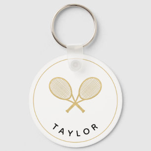 Tennis Chique Speler Gift Zwart en Goud Custom Sleutelhanger
