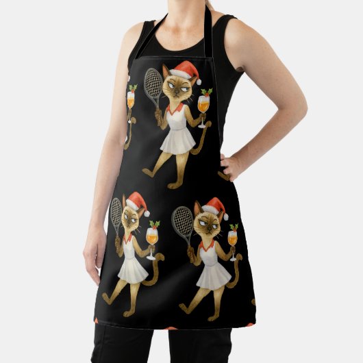 Tennis Christmas themed for Cat Lovers  Schort (Insitu)