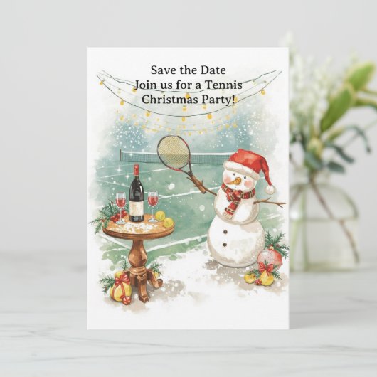 Tennis Christmas with Snowman Kaart (Staand voorkant)