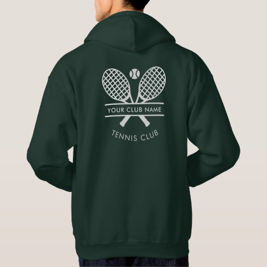 Tennis Club Coach Naam Team Logo Hoodie (Achterkant)