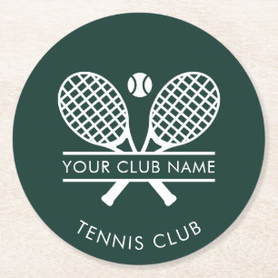 Tennis Club Naam Team Logo Green Custom Ronde Kartonnen Onderzetter