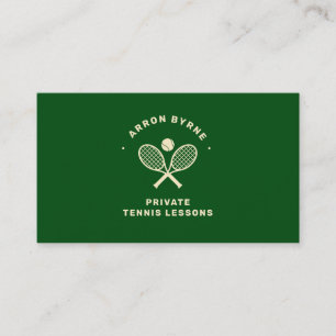 Tennis Coach Crossed Rackets Green Visitekaartje