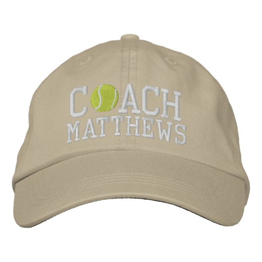 Tennis Coach gepersonaliseerd Geborduurde Pet (Voorkant)
