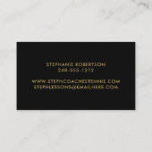 Tennis Coach Instructor Black Gold Visitekaartje (Achterkant)