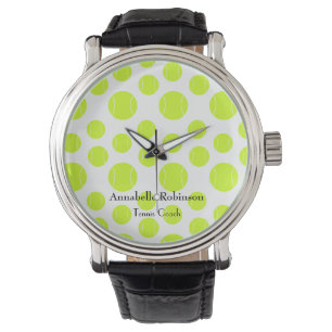 Tennis coach sport wit en geel horloge