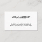 Tennis coach visitekaartje (Achterkant)