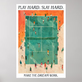 Tennis Court Art Print Play Hard Slay Hard