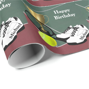 Tennis Court Ball Schoenen Gepersonaliseerde Verja Cadeaupapier