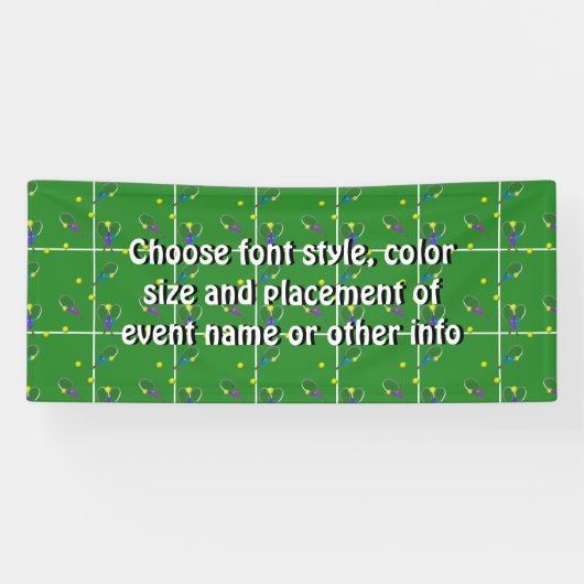 Tennis Court met Rackets en Balls Spandoek (Horizontaal)