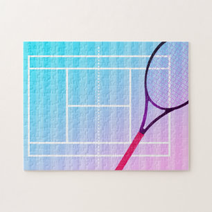 Tennis Court Racket Girls Sports Pink Paars Blue Legpuzzel