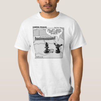 Tennis Court scene Chess Peace cartoon T-shirt