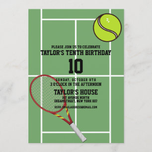 Tennis Court Sports Custom Birthday Party Kaart