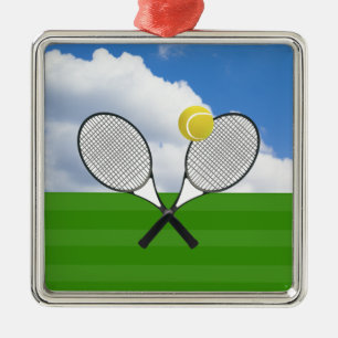 Tennis court & TENNIS RACKETS Metalen Ornament