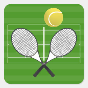 Tennis court & TENNIS RACKETS Vierkante Sticker