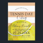 Tennis Day| Tennis Invitation à thème<br><div class="desc">Célébrez ce superbe anniversaire en style avec cette invitation sur le thème du tennis. Une excellente façon de célébrer un anniversaire, un rassemblement, un anniversaire, ou juste une journée régulière de tennis pour travailler une sueur. Tous les éléments de cette invitation bronzée et blanche sont déverrouillés et réglables si nécessaire....</div>