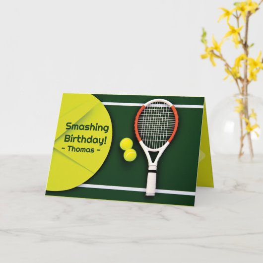 🎾Tennis Delight: Een knallende verjaardag Kaart (Gele Bloem)