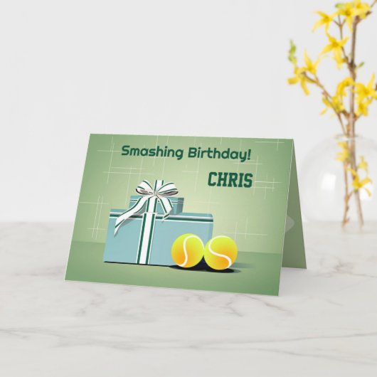 🎾Tennis Delight: Een knallende verjaardag Kaart (Gele Bloem)