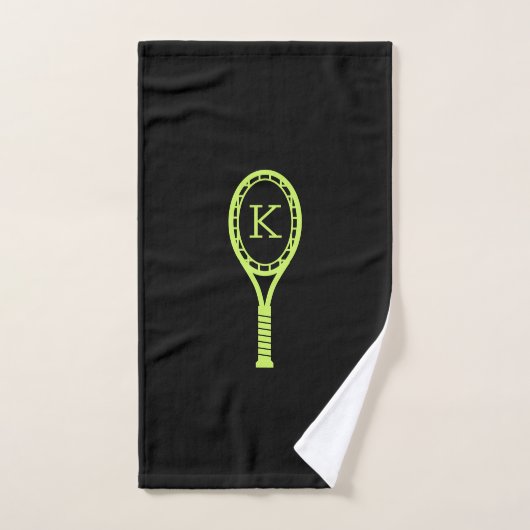 Tennis Design Moderne Personnalisé Initial Noir (Serviette à main)