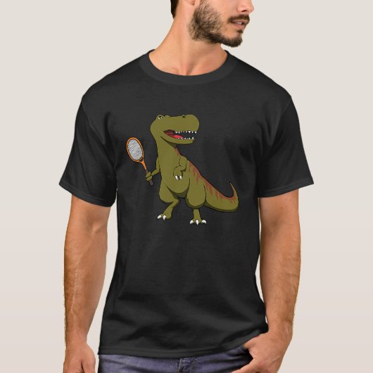 Tennis Dinosaur T Rex met Racket Tyrannosaurus Di T-shirt (Voorkant)