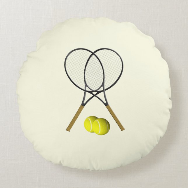 Tennis Doubles Cream Rond Kussen (Voorkant)