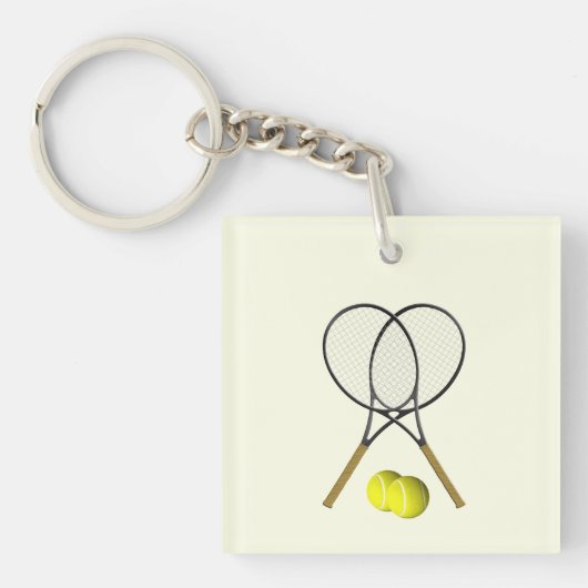 Tennis Doubles Cream Sleutelhanger (Voorkant)