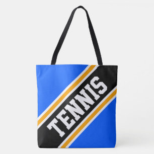 TENNIS Dynamisch helder blauw zwart oranje strepen Draagtas