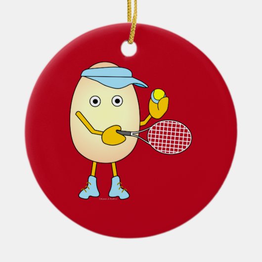 Tennis Egghead Ceramic Ornament (Voorkant)