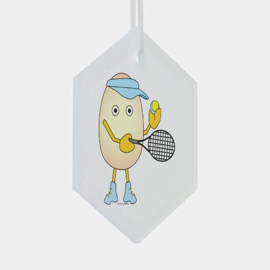 Tennis Egghead Glas Ornament (Voorkant Rechts)