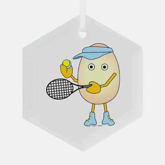 Tennis Egghead Glas Ornament (Achterkant)