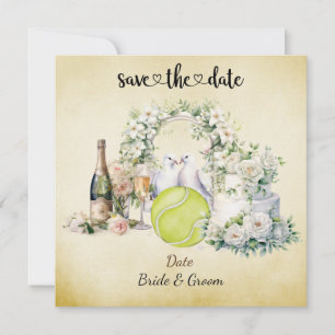 Tennis Enregistrer la date Mariage Fête Invitation