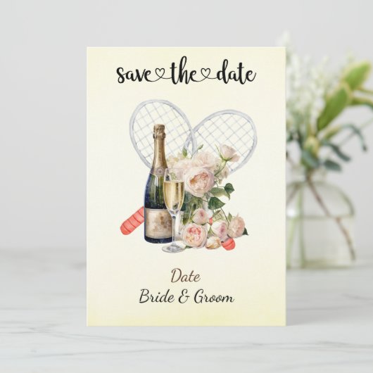 Tennis Enregistrer la date Mariage Fête Invitation (Debout devant)