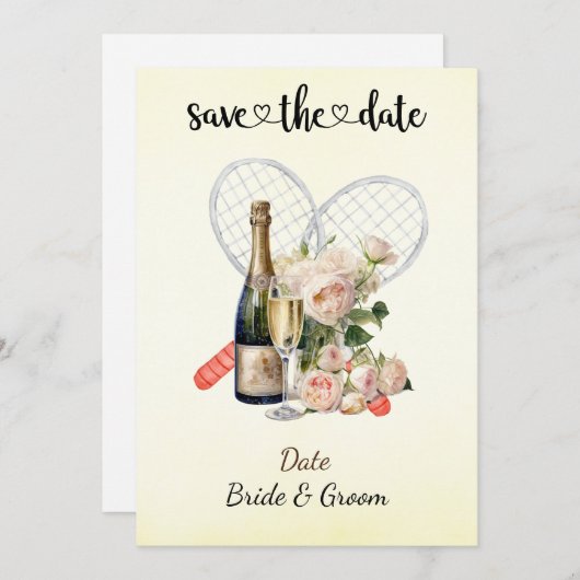 Tennis Enregistrer la date Mariage Fête Invitation (Devant / Derrière)