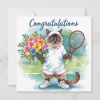 Tennis Felicitaties met bloemen in de hand