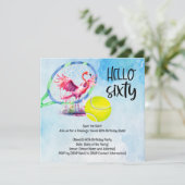 Tennis Flamingo 60ste Verjaardagsfeest Save The Date (Staand voorkant)