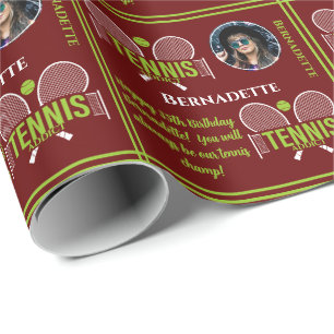 Tennis Foto Naam Leeftijd Verjaardag Cadeaupapier